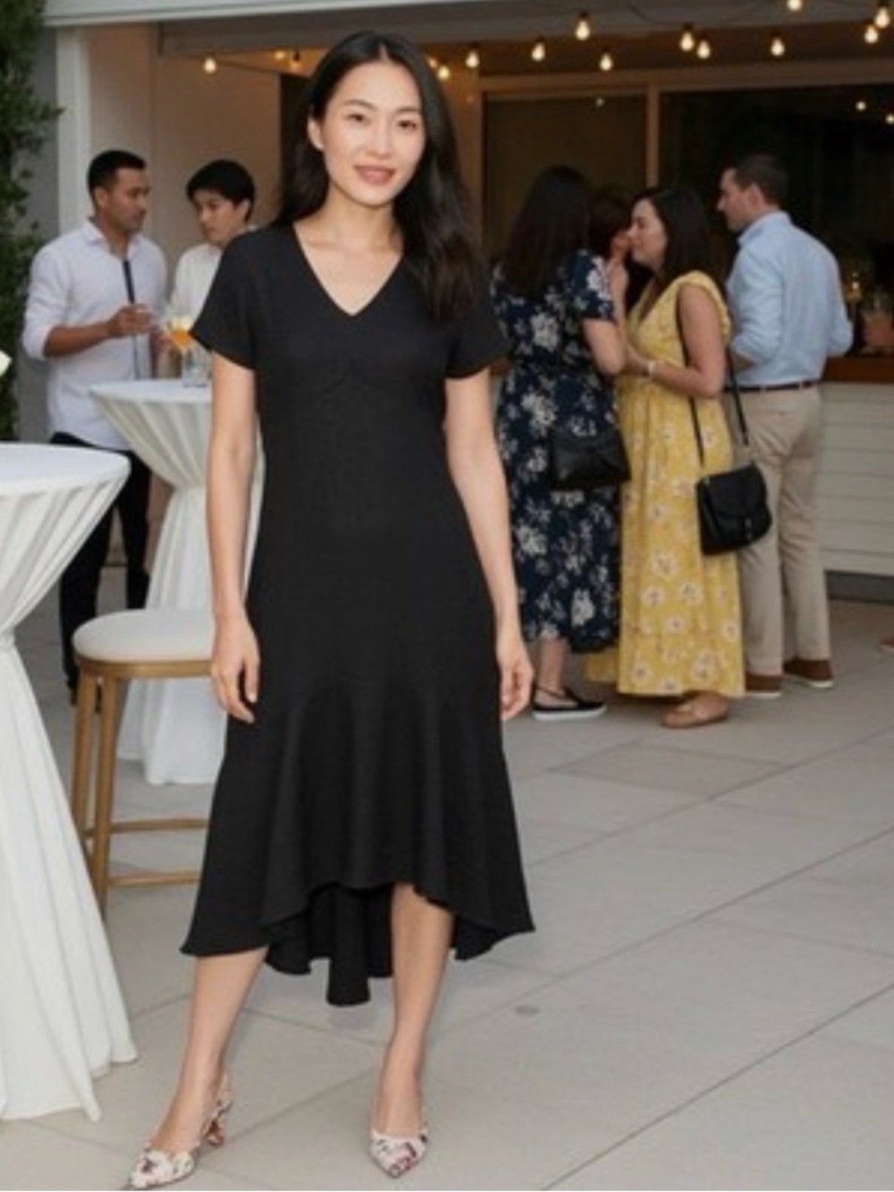 NWT Black V-Neck High-Low Dress